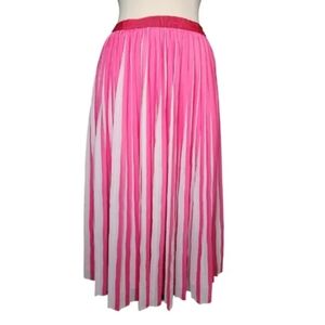 J.Crew Pink and White Pleated Skirt